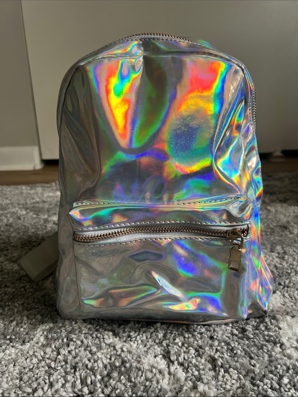 Holographic Silver Mini Backpack